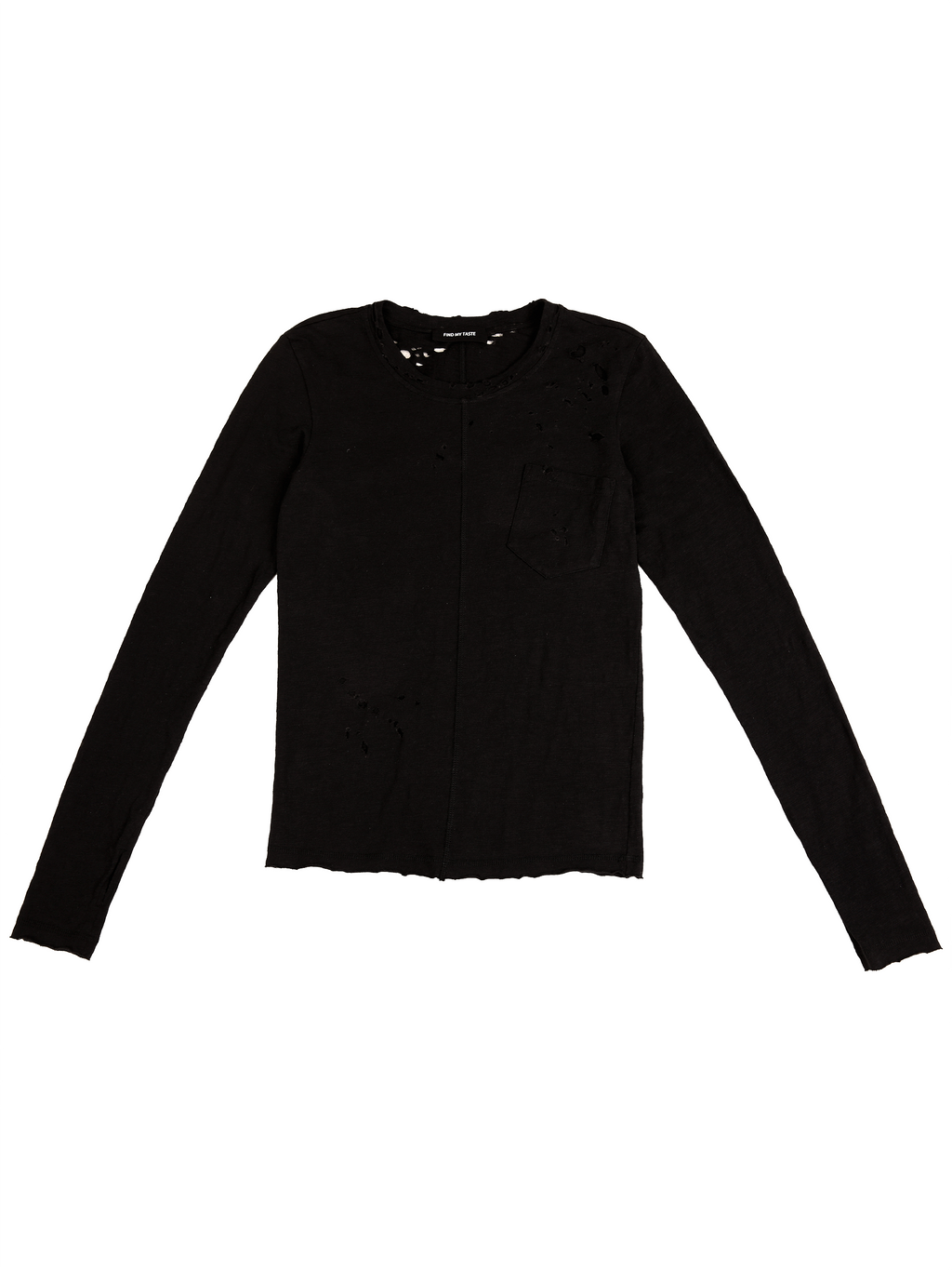 FMT-Distressed Vintage Wash Cotton Long Sleeve T-Shirt – Ripped Streetwear Tee