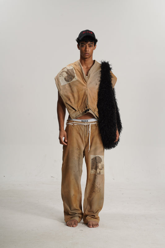 FMT 24 (100%HAND MADE) WASHED KHAKI PANTS